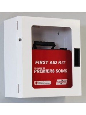 Wall cabinet for defibrillator